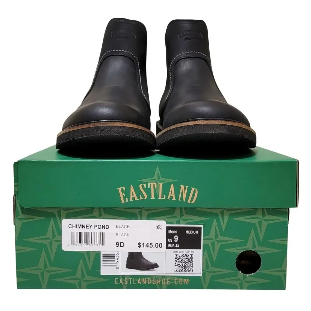 Eastland Men Chimney Pond Chelsea Ankle Boots Size US 9D Black Leather